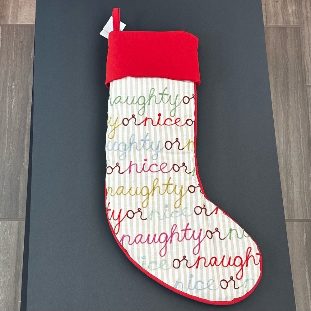 NEW Anthropologie Marlise Christmas Naughty or Nice Stocking NWT - Picture 8 of 10
